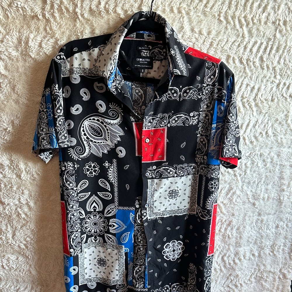 Black and Red Paisley Men's Shirt